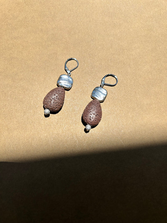 Lava Stone Drop Earrings